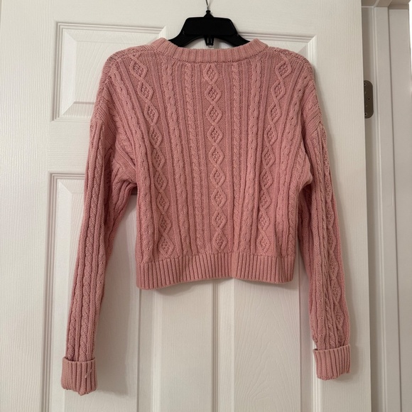 Gap x LoveShackFancy Pink Cable-Knit Cropped Sweater - Picture 5 of 5